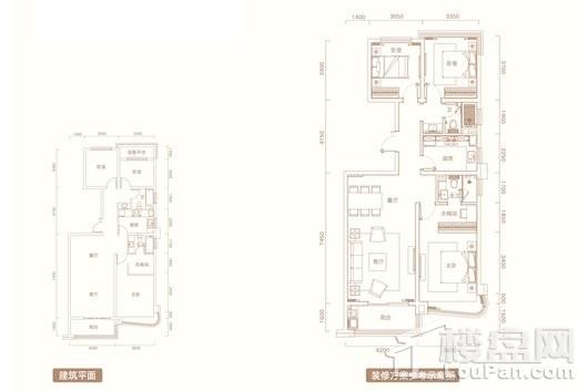 半岛公馆高层133平米户型 3室2厅2卫1厨