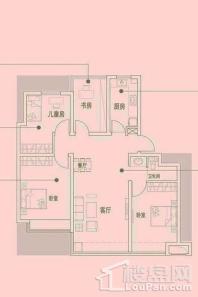 文德凯旋门95平米户型 4室2厅1卫1厨