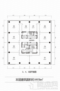 华地·金融中心3-4-5层1608平米户型图 1室1厅1卫1厨