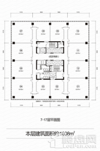 华地·金融中心7-17层1608平米户型图 1室1厅1卫1厨
