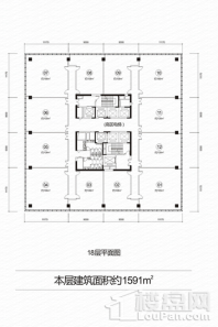 华地·金融中心18层1591平米户型图 1室1厅1卫1厨