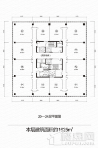 华地·金融中心20-24层1625平米户型图 1室1厅1卫1厨