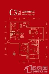 新城壹号C3户型 3室2厅2卫1厨