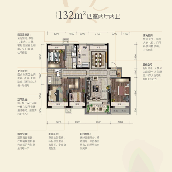 万科翡翠四季132平4室2厅2卫