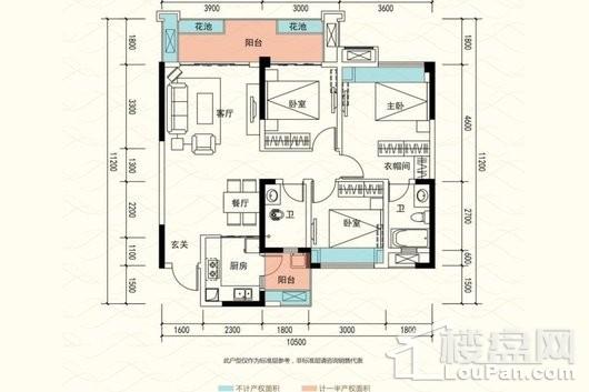 置信逸都·仁湖花园·江庭B5标准层结构图 3室2厅2卫1厨