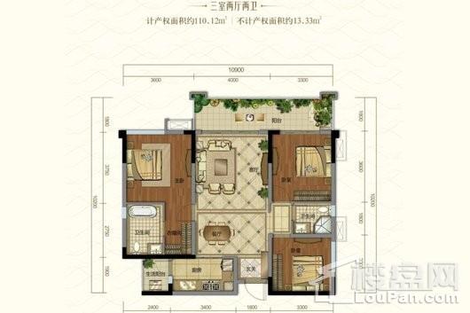 置信逸都·仁湖花园·江庭B7-1装修建议图 3室2厅2卫1厨