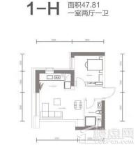 47.81平1室2厅1卫户型 