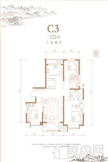 丰南和泓·大成府15#C3户型 3室2厅2卫1厨