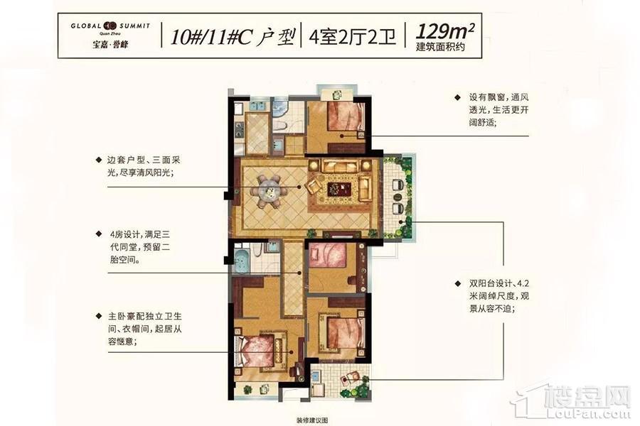 C户型示意图（129㎡）