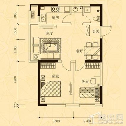 80平2室1厅1卫H2户型