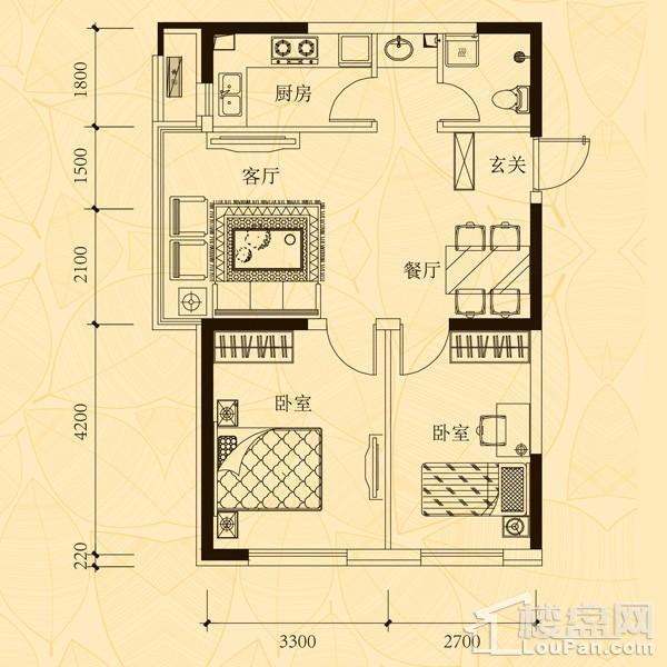 80平2室1厅1卫H2户型