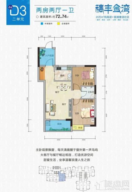 4#D3二单元 两房两厅一卫 72.74㎡