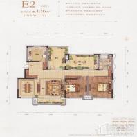 136平两室两厅一卫E2户型