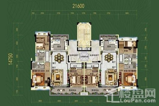 碧桂园天麓山YJ115户型 3室2厅2卫1厨