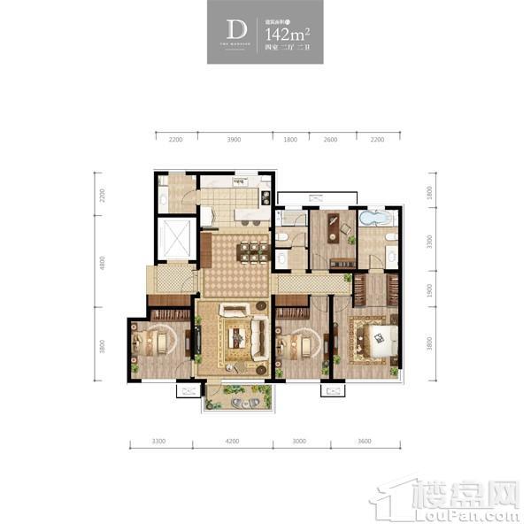 其仕和悦D户型4室2厅2卫户型图 