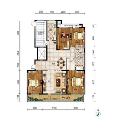 208.34平5室2厅2卫B户型