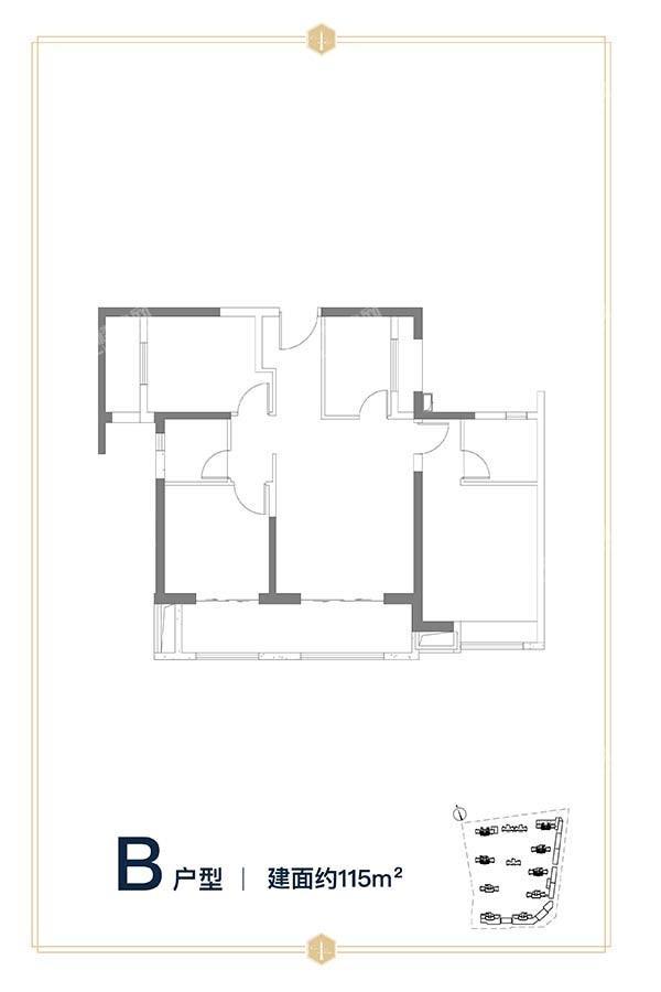 B户型示意图（115㎡）