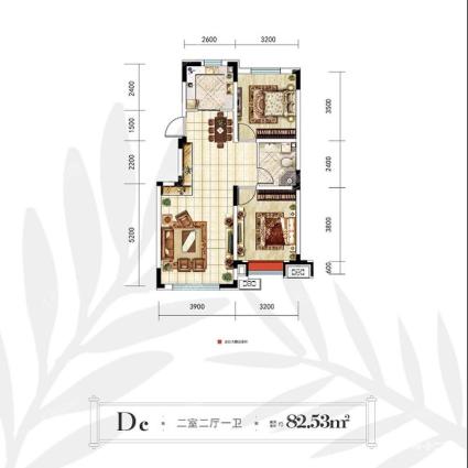 中港城永安嘉苑洋房82.53平2室2厅1卫Dc户型