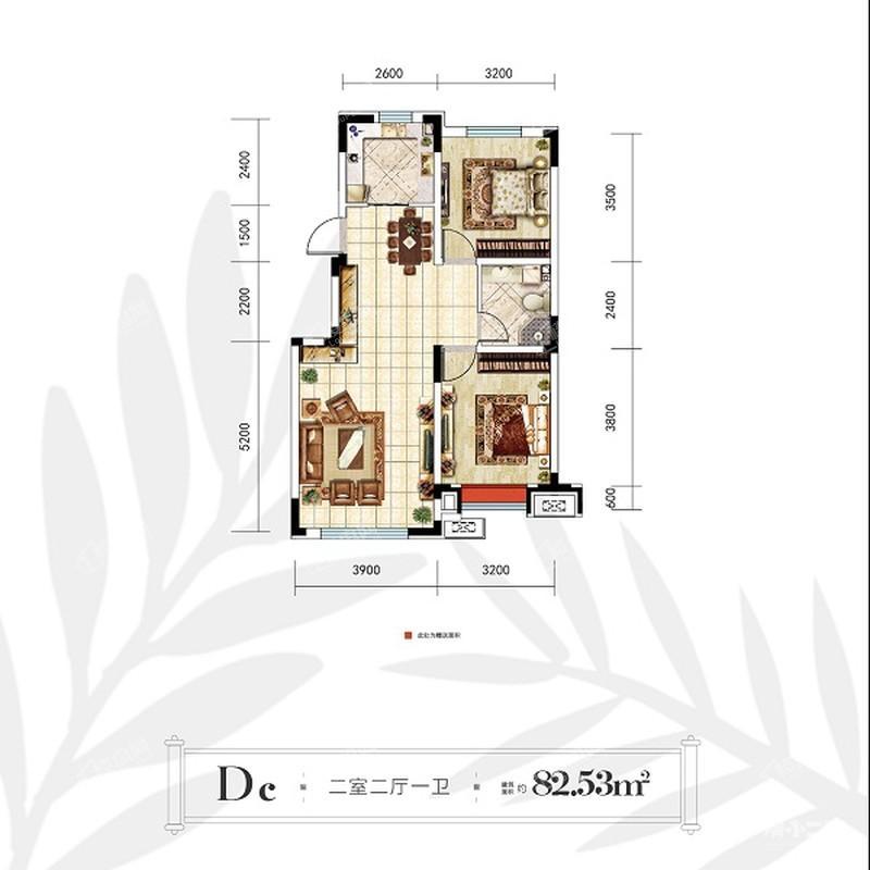 中港城永安嘉苑洋房82.53平2室2厅1卫Dc户型