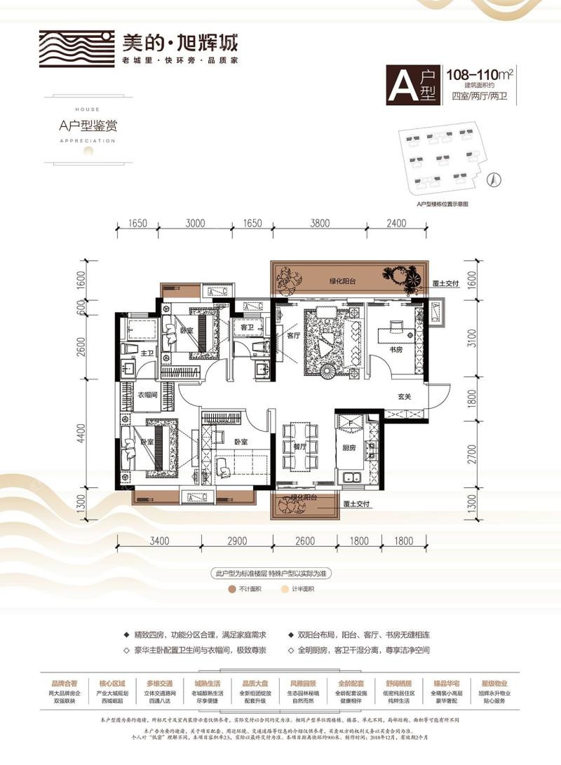 美的旭辉城1/2/3/5/6/7/8/9#A户型图