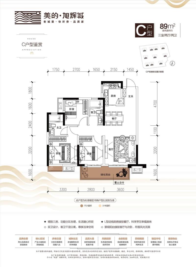 美的旭辉城1/2/3/5/6/7/8/9#楼C户型图