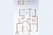 保利梧桐语E2户型图 3室2厅2卫1厨