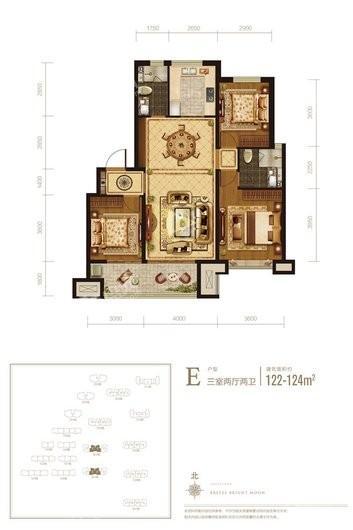 清风明月e户型 3室2厅2卫1厨