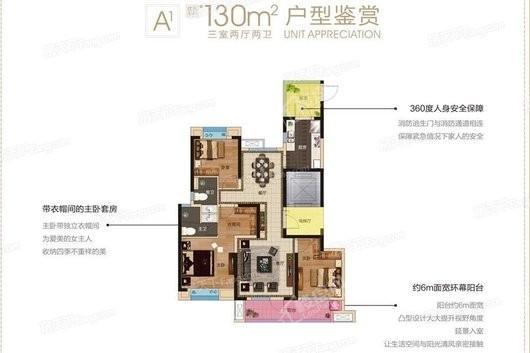 联发红墅东方别墅A1户型 3室2厅2卫1厨