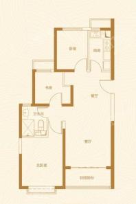 威海恒大海上帝景E户型 3室2厅1卫1厨