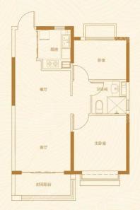 威海恒大海上帝景H户型 2室2厅1卫1厨