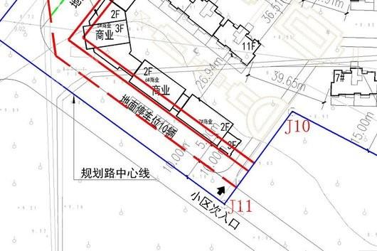 沁河家园次入口在社区南侧商业位置