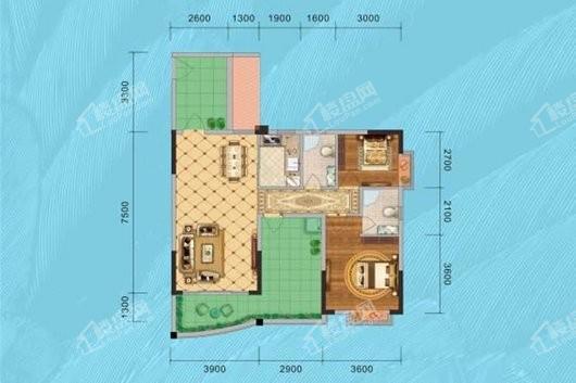 鼎盛名城100平米户型 3室2厅2卫1厨