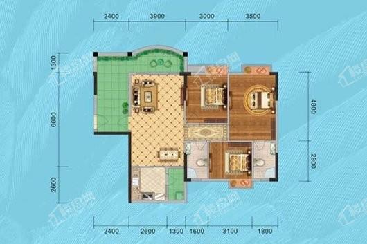 鼎盛名城110平米户型 3室2厅2卫1厨