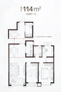 山水泉城·尚城114平户型 3室2厅1卫1厨