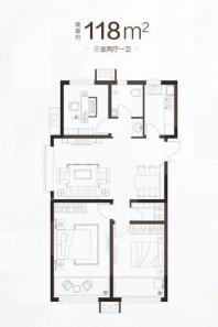 山水泉城·尚城118平户型 3室2厅1卫1厨