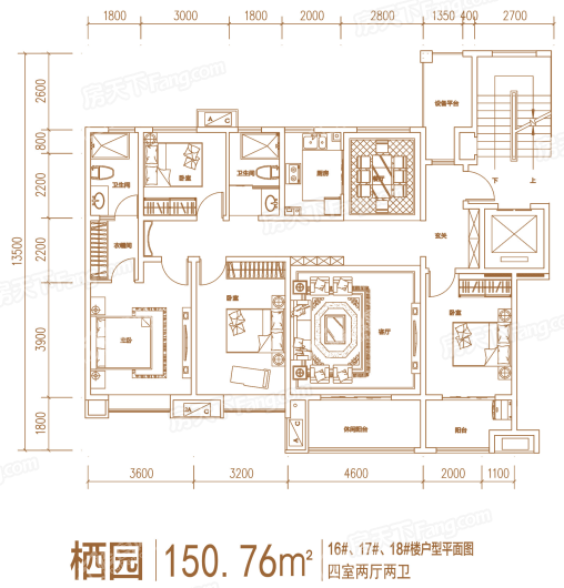 杨家埠文化创意梦想小镇16#17#18#楼户型 4室2厅2卫1厨