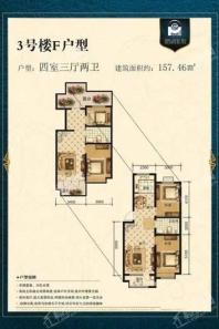 鹏湖商贸文化广场2期F户型 4室3厅2卫1厨