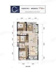 绿城桂语钱塘C1户型 4室2厅2卫1厨