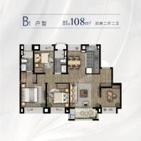 首创禧悦晴朗B1 108户型图 4室2厅2卫1厨