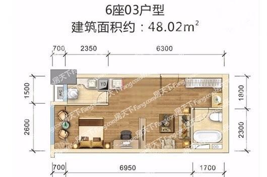 英郡年华3·时光里6栋03户型 1室1厅1卫1厨