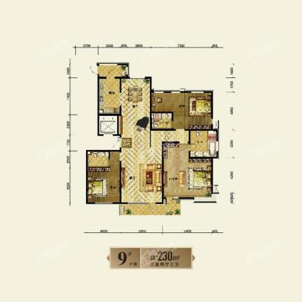银河丽湾高层230平3室2厅3卫户型图