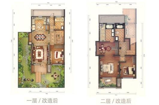 恒大翡翠湾叠拼别墅下叠端户建面134平 3室2厅3卫1厨