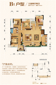 金科城嘉陵江上洋房26号楼B1户型 3室2厅2卫1厨