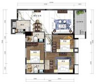 坤方九龙公馆户型图-C 3室2厅2卫1厨