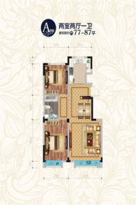 金地第七郡A户型 2室1厅1卫1厨