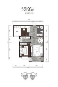枫林逸景雅居园E-2户型 2室2厅1卫1厨