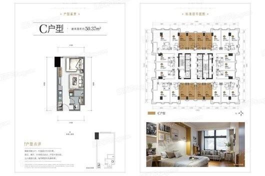 财信北岸江山公寓C户型 1室1厅1卫1厨