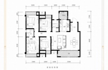 保利大国璟高层B户型 4室2厅2卫 建面约136平米