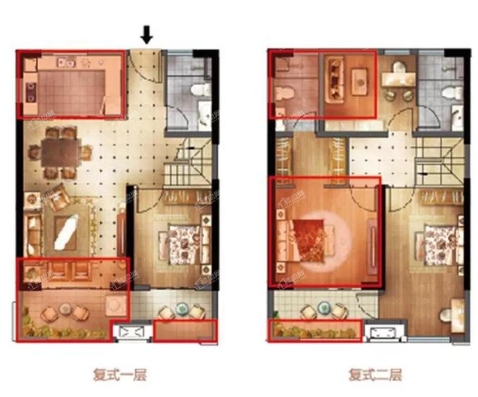 金龙海悦城B户型复式（5#7#）：116.02㎡ 四房两厅三卫