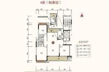 中海万锦公馆4座2户型建面129㎡322 3室2厅2卫1厨